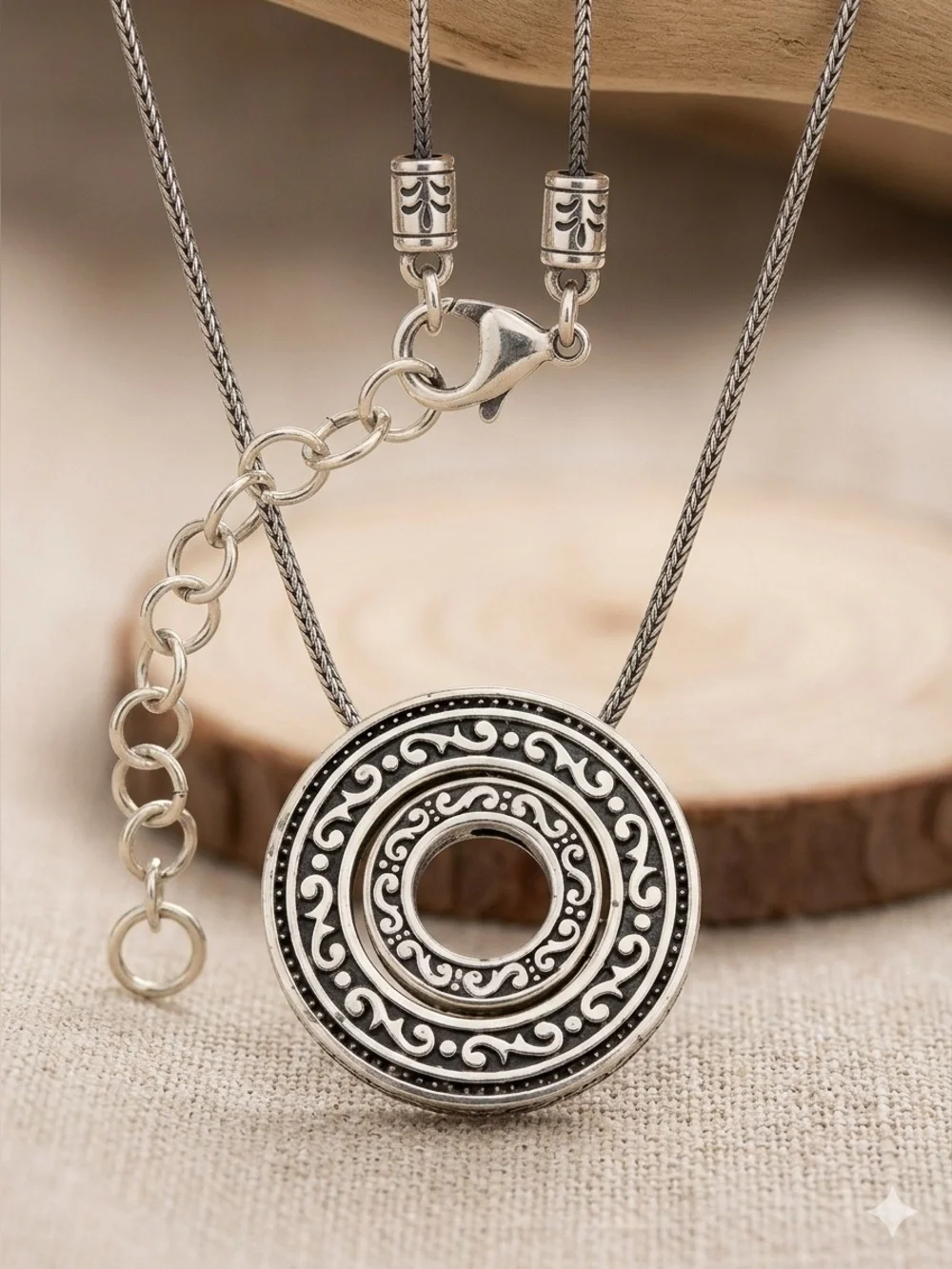 Brighton Central Park Double Disk Necklace Round Etched Medallion Pendant 2371